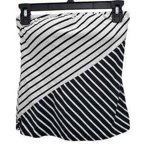 Anne Cole Women's Black White Stripe Strapless Tube Swimsuit Top‎ Bikini Size XS